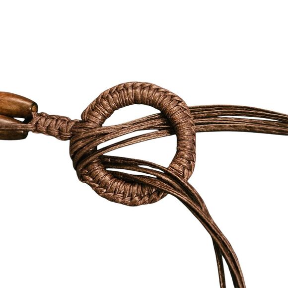 Leather Wooden Beaded Belt‎ One Size Bohemian Hippie Boho - Picture 2 of 5